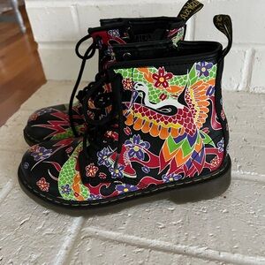 Colorful Floral Combat Boots